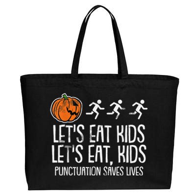 Lets Eat Punctuation Saves Lives Lazy Halloween Costume Cotton Canvas Jumbo Tote