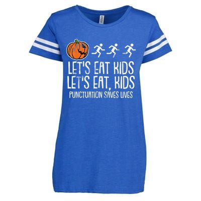 Lets Eat Punctuation Saves Lives Lazy Halloween Costume Enza Ladies Jersey Football T-Shirt