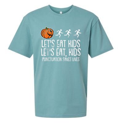 Lets Eat Punctuation Saves Lives Lazy Halloween Costume Sueded Cloud Jersey T-Shirt