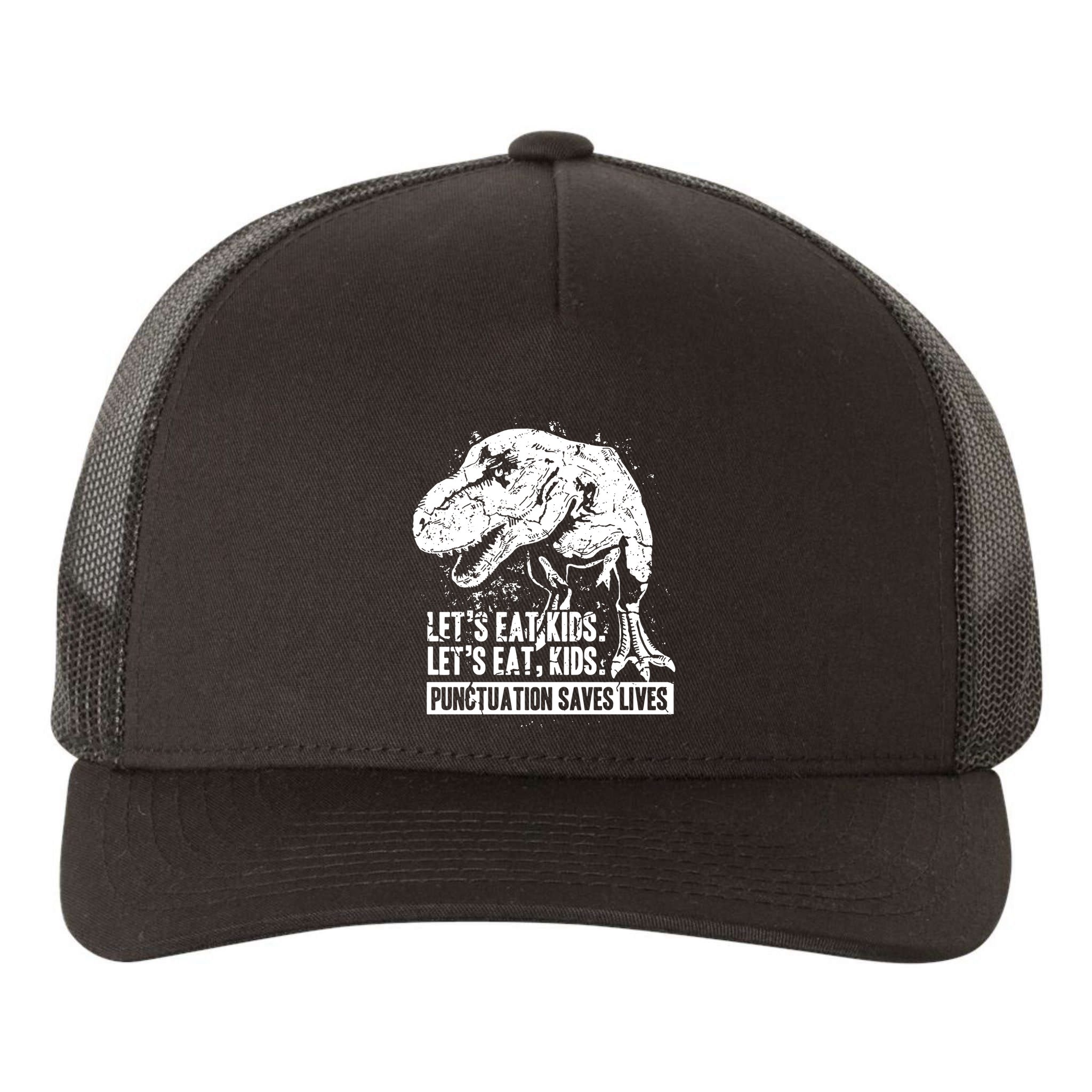 Lets Eat Punctuation Saves Lives Yupoong Adult 5-Panel Trucker Hat