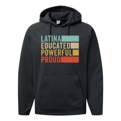 Latina Educated Powerful Proud Performance Fleece Hoodie