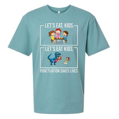 Let's Eat  Punctuation Saves Lives Grammar Sueded Cloud Jersey T-Shirt