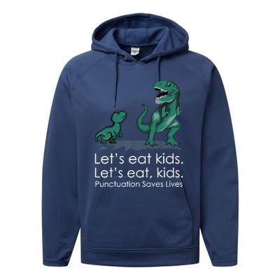 Lets Eat, Punctuation Saves Lives Funny Grammar Teacher Performance Fleece Hoodie