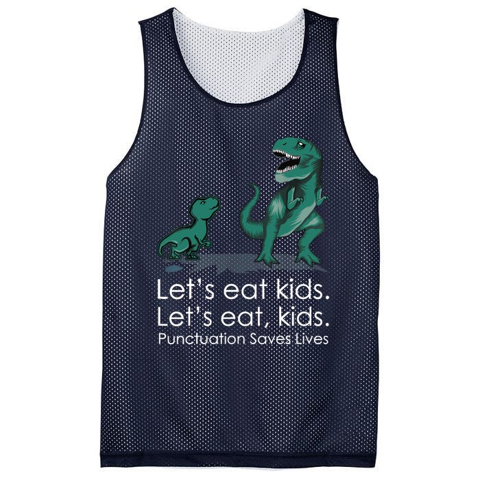 Lets Eat, Punctuation Saves Lives Funny Grammar Teacher Mesh Reversible Basketball Jersey Tank