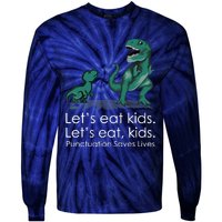 Lets Eat, Punctuation Saves Lives Funny Grammar Teacher Tie-Dye Long Sleeve Shirt