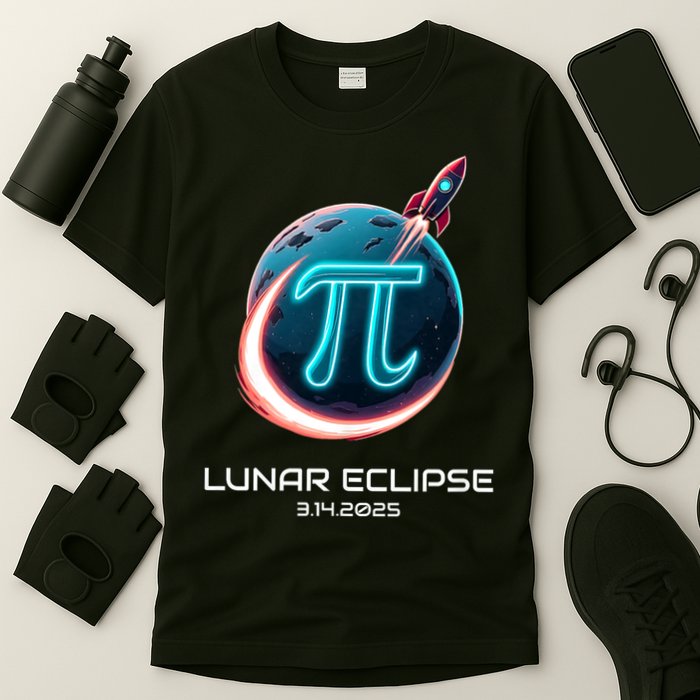 Lunar Eclipse Pi Day 2025 Rocket Launch T-Shirt