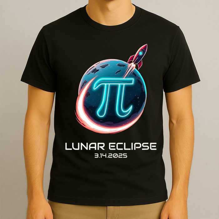 Lunar Eclipse Pi Day 2025 Rocket Launch T-Shirt