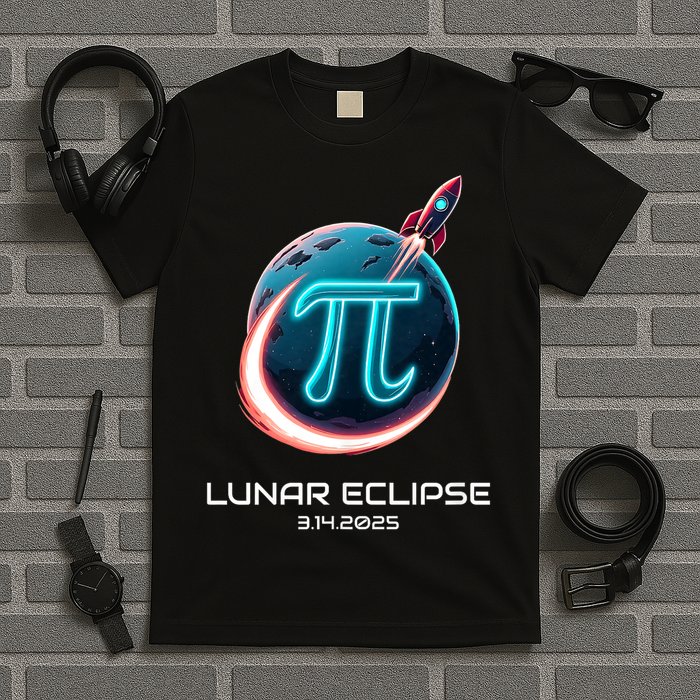 Lunar Eclipse Pi Day 2025 Rocket Launch T-Shirt