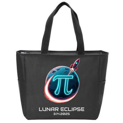 Lunar Eclipse Pi Day 2025 Rocket Launch Zip Tote Bag