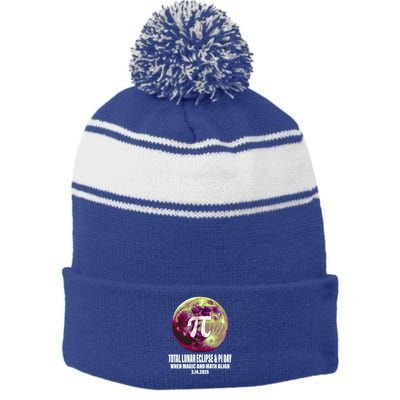 Lunar Eclipse Pi Day 3/14/2025 Total Lunar Eclipse 2025 Gift Stripe Pom Pom Beanie