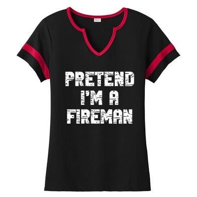 Lazy Easy Pretend I'm Fireman Party Halloween Costume Simple Ladies Halftime Notch Neck Tee