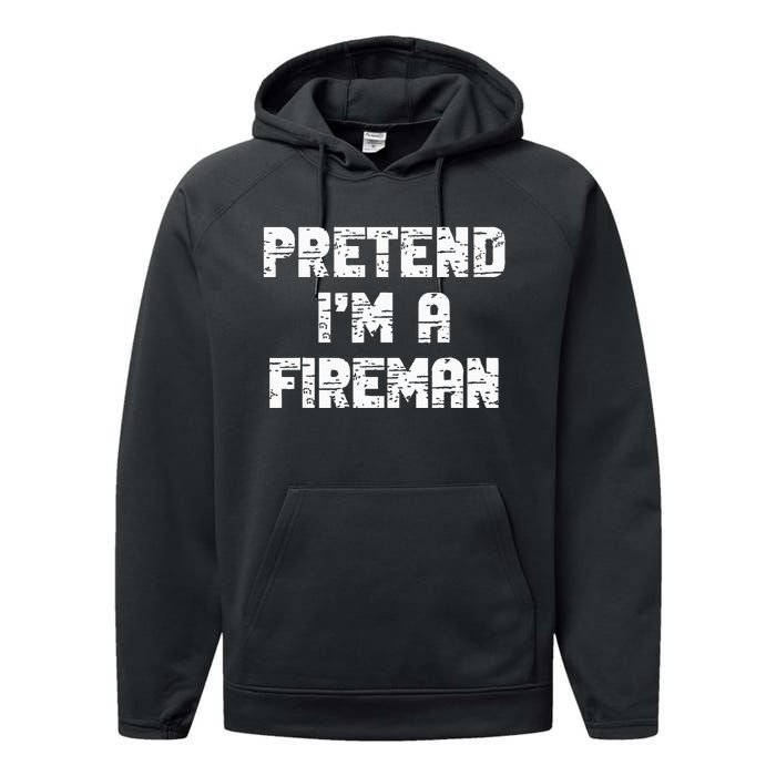 Lazy Easy Pretend I'm Fireman Party Halloween Costume Simple Performance Fleece Hoodie