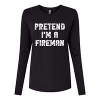 Lazy Easy Pretend I'm Fireman Party Halloween Costume Simple Womens Cotton Relaxed Long Sleeve T-Shirt