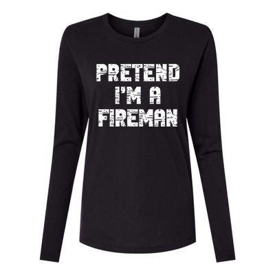 Lazy Easy Pretend I'm Fireman Party Halloween Costume Simple Womens Cotton Relaxed Long Sleeve T-Shirt