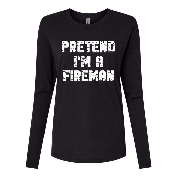 Lazy Easy Pretend I'm Fireman Party Halloween Costume Simple Womens Cotton Relaxed Long Sleeve T-Shirt