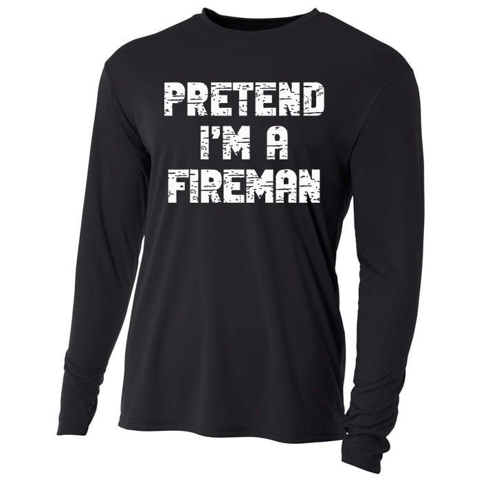 Lazy Easy Pretend I'm Fireman Party Halloween Costume Simple Cooling Performance Long Sleeve Crew