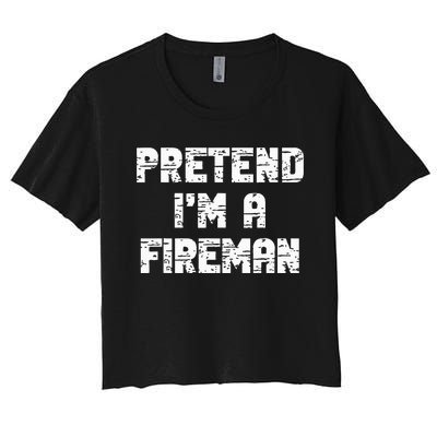 Lazy Easy Pretend I'm Fireman Party Halloween Costume Simple Women's Crop Top Tee