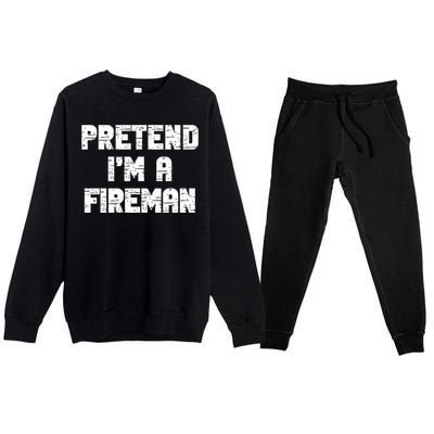 Lazy Easy Pretend I'm Fireman Party Halloween Costume Simple Premium Crewneck Sweatsuit Set