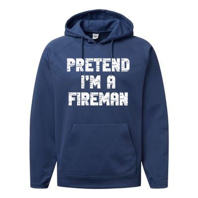 Lazy Easy Pretend I'm Fireman Party Halloween Costume Simple Performance Fleece Hoodie