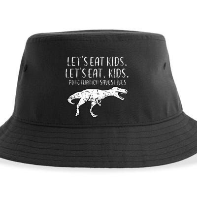 Lets Eat Punctuation Saves Lives Dino Sustainable Bucket Hat