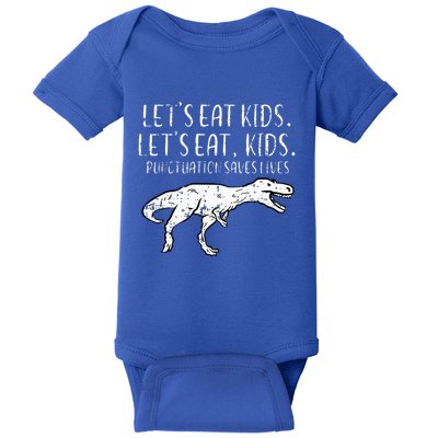 Lets Eat Punctuation Saves Lives Dino Baby Bodysuit