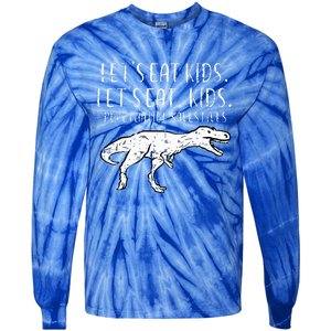 Lets Eat Punctuation Saves Lives Dino Tie-Dye Long Sleeve Shirt