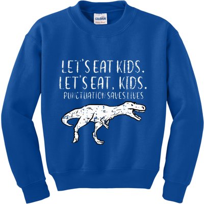 Lets Eat Punctuation Saves Lives Dino Kids Sweatshirt