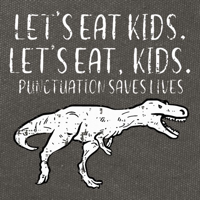 Lets Eat Punctuation Saves Lives Dino Cotton Canvas Backpack