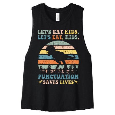 Lets Eat Punctuation Saves Lives Women's Racerback Cropped Tank