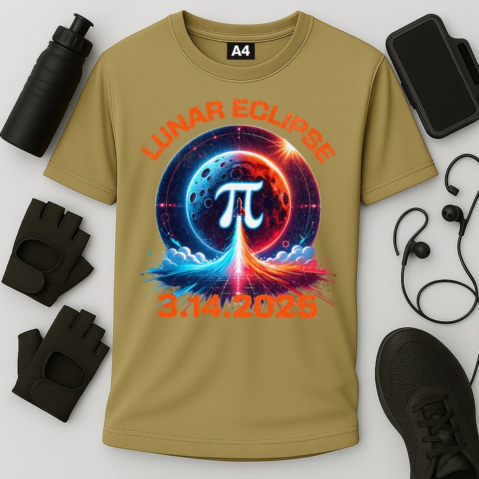 Lunar Eclipse Pi Day 2025 Rocket Launch Cooling Performance Crew T-Shirt