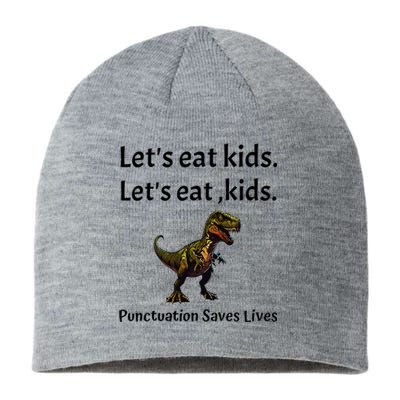 LetS Eat Punctuation Saves Lives Funny Grammar Sustainable Beanie