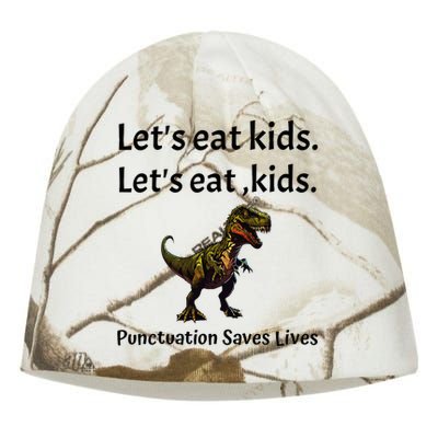 LetS Eat Punctuation Saves Lives Funny Grammar Kati - Camo Knit Beanie