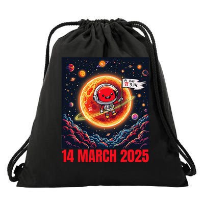 Lunar Eclipse Pi Day 2025 Rocket Launch design 14 March Drawstring Bag