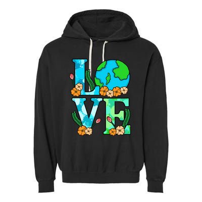 Love Earth Planet Save Earth's Day Graphic Garment-Dyed Fleece Hoodie