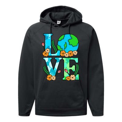 Love Earth Planet Save Earth's Day Graphic Performance Fleece Hoodie