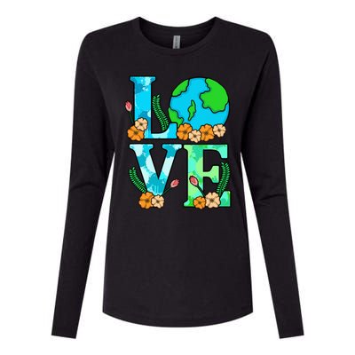 Love Earth Planet Save Earth's Day Graphic Womens Cotton Relaxed Long Sleeve T-Shirt