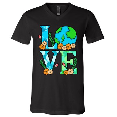 Love Earth Planet Save Earth's Day Graphic V-Neck T-Shirt