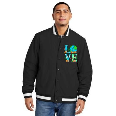 Love Earth Planet Save Earth's Day Graphic Insulated Varsity Jacket