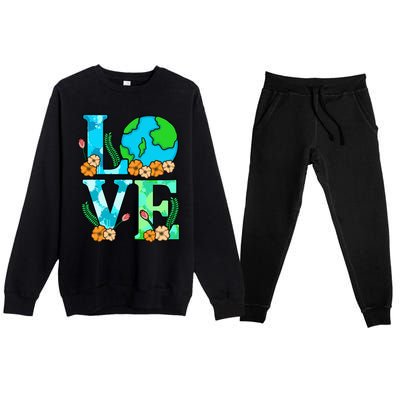 Love Earth Planet Save Earth's Day Graphic Premium Crewneck Sweatsuit Set