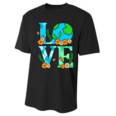 Love Earth Planet Save Earth's Day Graphic Performance Sprint T-Shirt