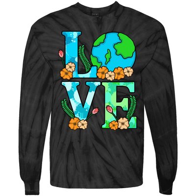 Love Earth Planet Save Earth's Day Graphic Tie-Dye Long Sleeve Shirt