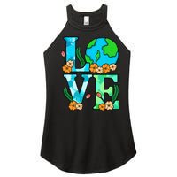 Love Earth Planet Save Earth's Day Graphic Women’s Perfect Tri Rocker Tank