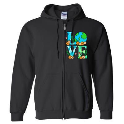 Love Earth Planet Save Earth's Day Graphic Full Zip Hoodie