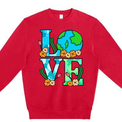 Love Earth Planet Save Earth's Day Graphic Premium Crewneck Sweatshirt