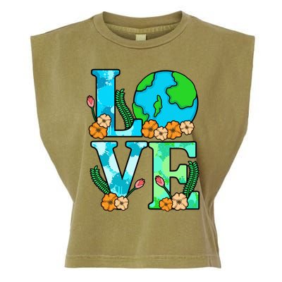 Love Earth Planet Save Earth's Day Graphic Garment-Dyed Women's Muscle Tee