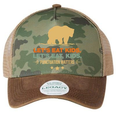Let's Eat Punctuation Matters Bear Funny Grammar Legacy Tie Dye Trucker Hat