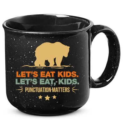 Let's Eat Punctuation Matters Bear Funny Grammar 15oz Campfire Ceramic Mug