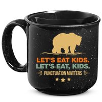 Let's Eat Punctuation Matters Bear Funny Grammar 15oz Campfire Ceramic Mug