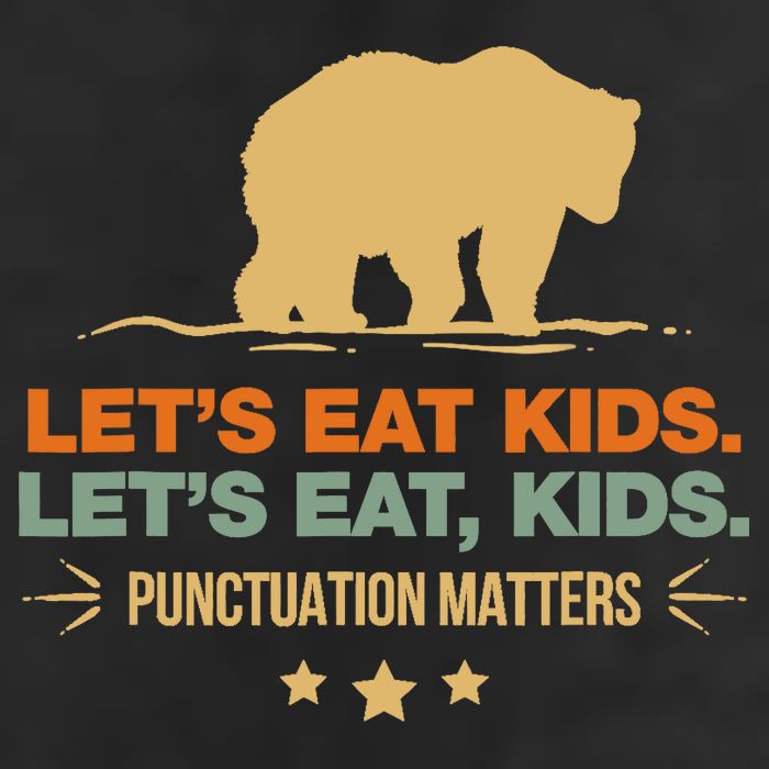 Let's Eat Punctuation Matters Bear Funny Grammar 15oz Campfire Ceramic Mug