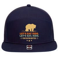 Let's Eat Punctuation Matters Bear Funny Grammar 7 Panel Mesh Trucker Snapback Hat